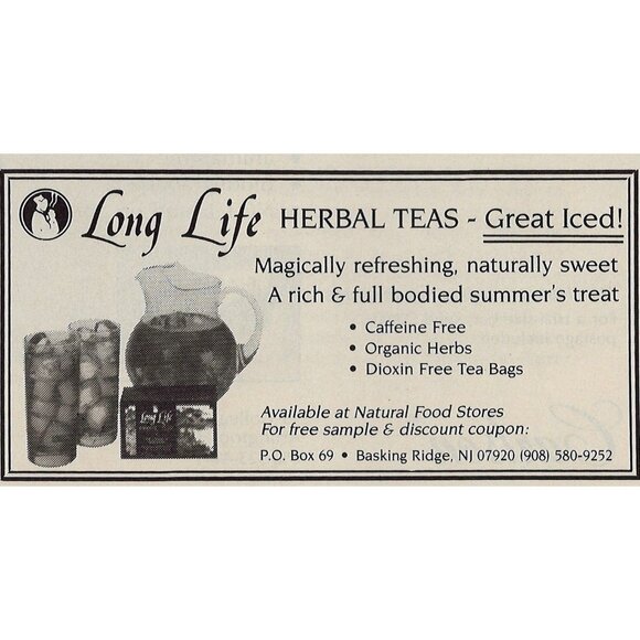 Long Life Herbal Teas 1991 Vintage Print Ad Basking Ridge New Jersey u Original - Picture 1 of 3